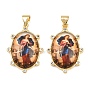 Подвески из латуни с прозрачным фианитом, Овальный медальон с подвесками в виде завязывания узлов в виде Богоматери., стойки покрытие, долговечный, без кадмия и без свинца
