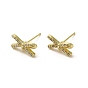 Rack Plating Brass & Cubic Zirconia Stud Earring Findings, Lead Free & Cadmium Free, Long-Lasting Plated, Bowknot