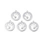 201 Stainless Steel Pendants, Flat Round with Palm