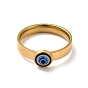 Resin Evil Eye Finger Ring, Golden 304 Stainless Steel Jewelry for Women