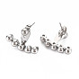 304 Stainless Steel Beaded Horizontal Bar Stud Earrings, Front Back Stud Earrings for Women