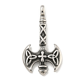 Viking 316 Surgical Stainless Steel Pendants, Axe with Trinity Knot Charm