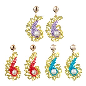 Boucles d'oreilles pendantes en perles de verre et perles de verre pour femmes, avec les accessoires en fer, or