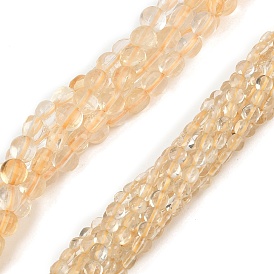 Natural Lemon Quartz(Heated) Beads Strands, Flat Round, Faceted