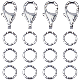 4 шт. 925 застежки-лобстеры из стерлингового серебра и 20 шт. открытые соединительные кольца