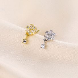 Кольца для носа в форме цветка с микропаве из прозрачного кубического циркония из латуни, с 316 l хирургическими штифтами из нержавеющей стали