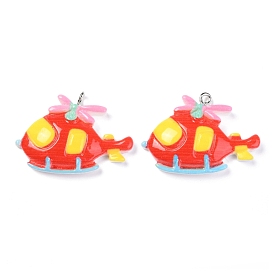 Resin Pendants, with Platinum Iron Peg Bail, Helicopter