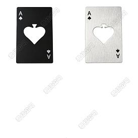 8Pcs 2 Colors 430 Stainless Steel Bottle Openers, Laser Cut, Rectangle with Ace of Spades