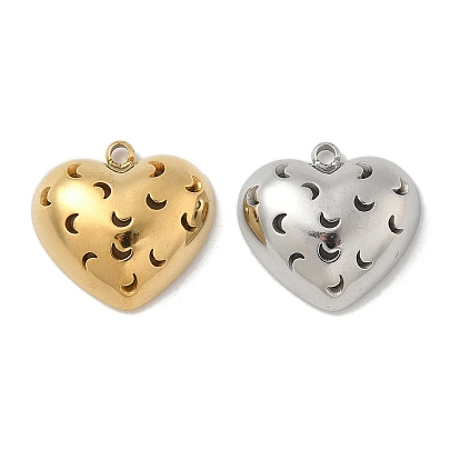 304 подвески из нержавеющей стали, сердце с луной, ионное покрытие (ip)