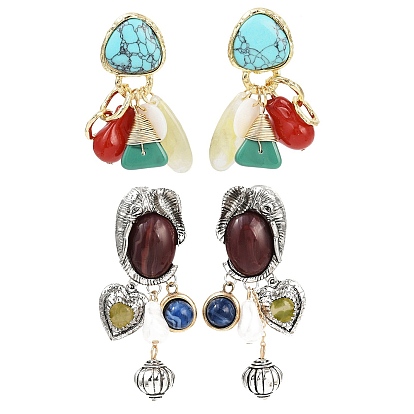 Серьги-гвоздики из пластика и сплава