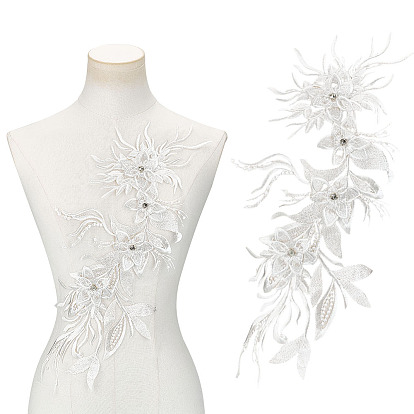 2 шт. полиэстеровые швейные украшения, цветок, со стразами