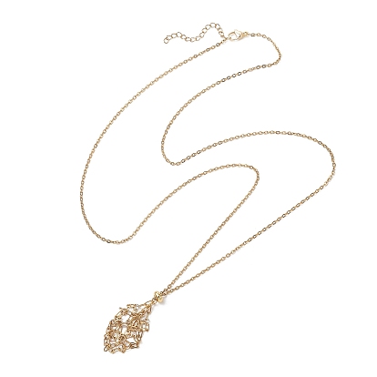 304 изготовление ожерелий-мешочков из нержавеющей стали для самородков драгоценных камней, с застежками-клешнями и латунными бусинами