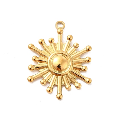 Ion Plating(IP) 304 Stainless Steel Pendants, Sun Charms
