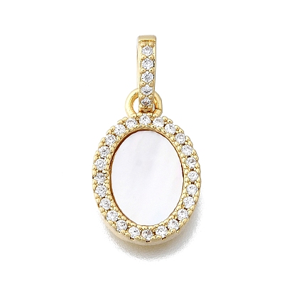 Латунные микропаве прозрачные подвески с фианитом, без кадмия и без свинца, с оболочкой, овальные