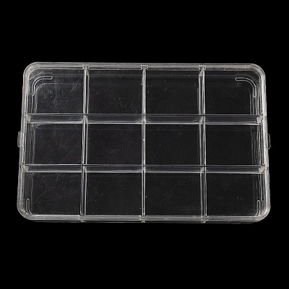 12 Grids Transparent Plastic Bead Storage Boxes with Lid, Rectangle