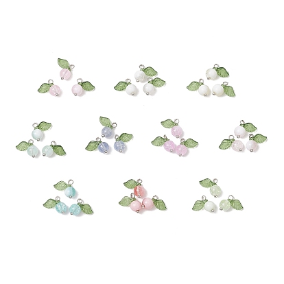 30шт 10 цвета хрустальные стеклянные подвески, круглые, с акриловым листом и латунной петлей