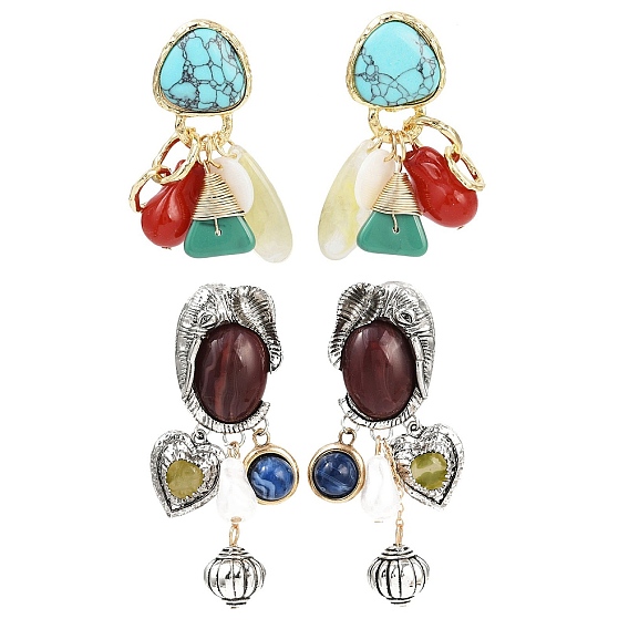 Серьги-гвоздики из пластика и сплава