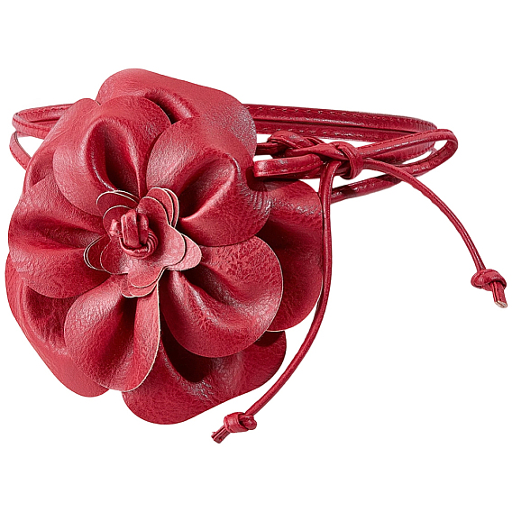 Cinturones de cuero sintético con nudo floral para la cintura, para vestido camisero abrigo
