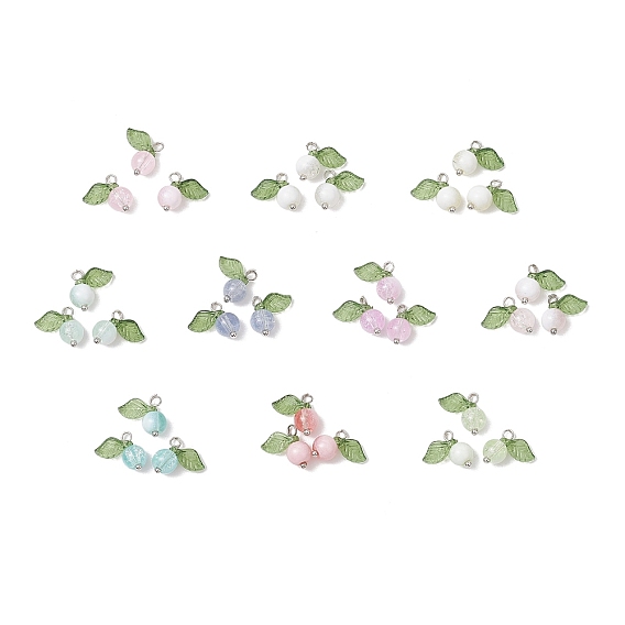 30шт 10 цвета хрустальные стеклянные подвески, круглые, с акриловым листом и латунной петлей