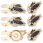 Alloy Rhinestone Cufflinks, with Enamel, Butterfly, Light Gold