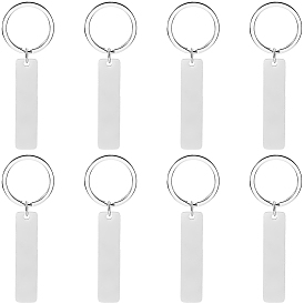 8 шт. брелоки из нержавеющей стали, пустой прямоугольник