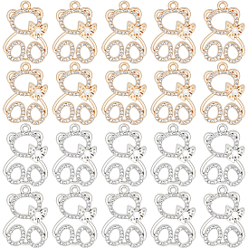 32 шт. 2 цвета сплава, подвески со стразами и кристаллами, с имитацией жемчуга из абс-пластика с бусинами, мишка с подвесками-бантиками