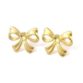 Ion Plating(IP) 304 Stainless Steel Stud Earrings for Women, Bowknot
