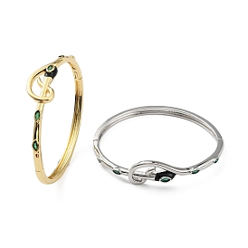 Cubic Zirconia Snake Hinged Bangle with Enamel, Brass Jewelry for Women