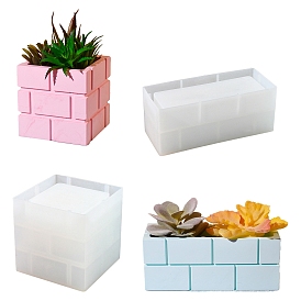 Brick Succulent Flower POTS Silicone Molds, Resin Casting Molds, For UV Resin, Epoxy Resin Craft Making