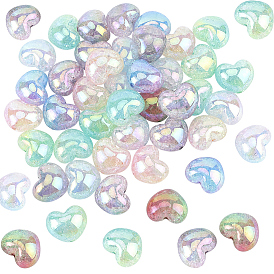 50Прозрачные акриловые бусины с кракле, градиент цвета, сердце