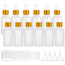 BENECREAT Frosted Empty Glass Dropper Bottles, with 3ML Disposable Plastic Dropper, Plastic Funnel Hopper