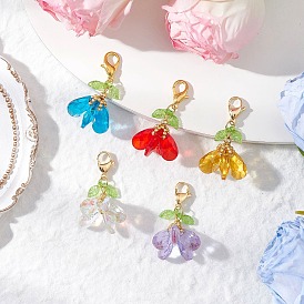 Стеклянные подвески в виде цветов, с 304 карабинами из нержавеющей стали и бисером