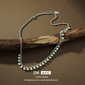 Colorful Diamond Lock Necklace - Trendy, Unique Design, Fashionable Neck Decoration.