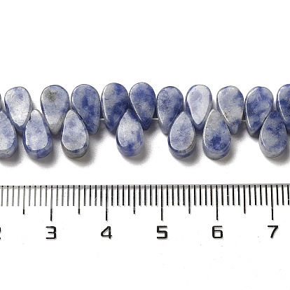 Natural Blue Spot Jasper Beads Strands, Teardrop, Top Drilled