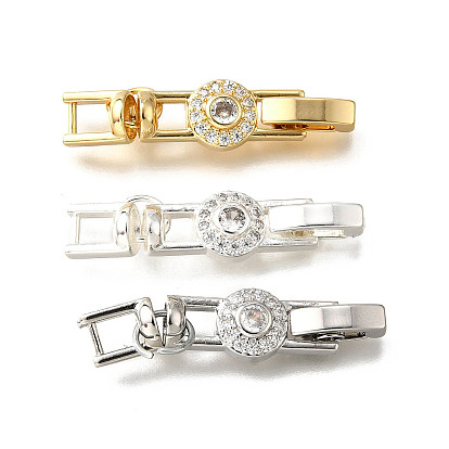 Латунное микропейв, прозрачный кубический цирконий, складные застежки, плоско-круглые