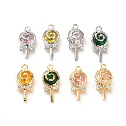 Glass Pendants, with Brass Findings, Lollipop