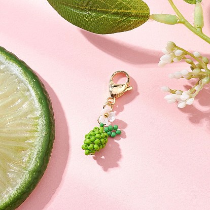 Подвесные украшения из бисера в виде лимонного стекла, с 304 из нержавеющей стали Lobster Claw застежками