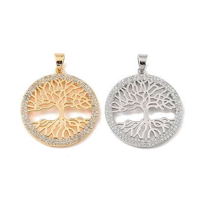 Подвески из латуни и прозрачного циркония, кольцо с подвесками в виде древа жизни