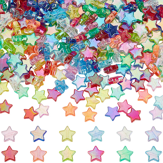 900шт 12 стили экологически чистые прозрачные акриловые бусины, звезда, AB цвет