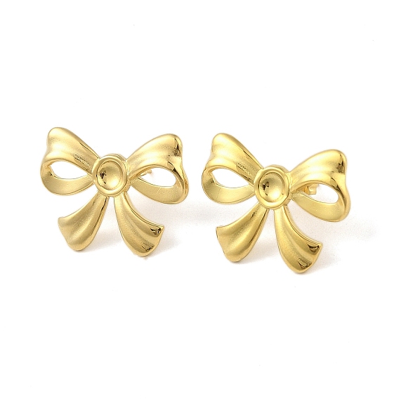 Ion Plating(IP) 304 Stainless Steel Stud Earrings for Women, Bowknot