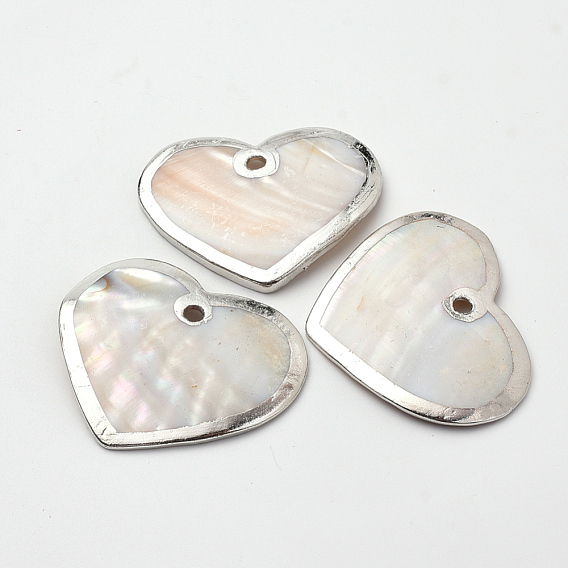 Plated Freshwater Shell Big Pendants, Heart