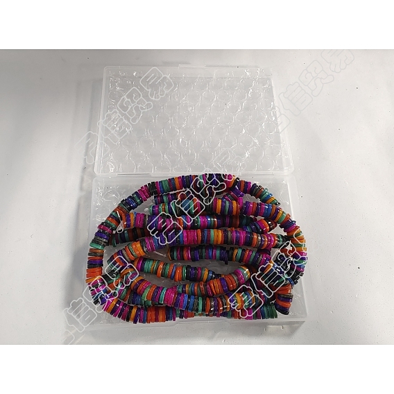 3 Strands Natural Freshwater Shell Beads Strands, Dyed, Heishi Beads, Flat Round/Disc