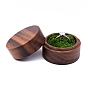 Round Wood Ring Storage Boxes, Wooden Wedding Ring Gift Case with Simulation Moss Inside, for Wedding, Valentine's Day