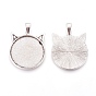 Alloy Kitten Pendant Cabochon Settings, Cat Head