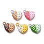 Alloy Enamel Pendants, Heart Waffles Charms
