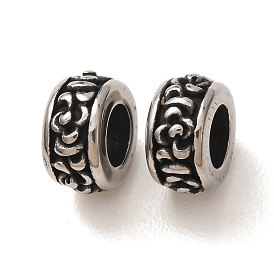 304 Stainless Steel European Beads, Large Hole Beads, Flat Round