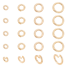 20Stück 4Stile Messing offene Biegeringe, runde Verriegelungsringe