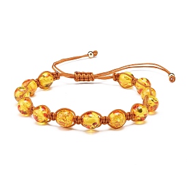 Round Resin Imitation Amber Braided Bead Bracelet for Girl Women