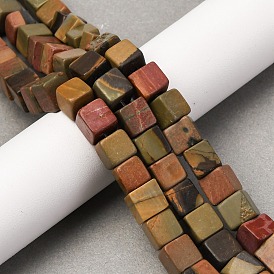Нити бусин из натурального камня пикассо/полихромной яшмы, кубические