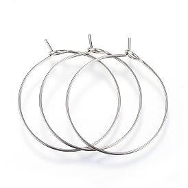 Ion Plating(IP) 316L Surgical Stainless Steel Hoop Earring Findings, Wine Glass Charm Findings